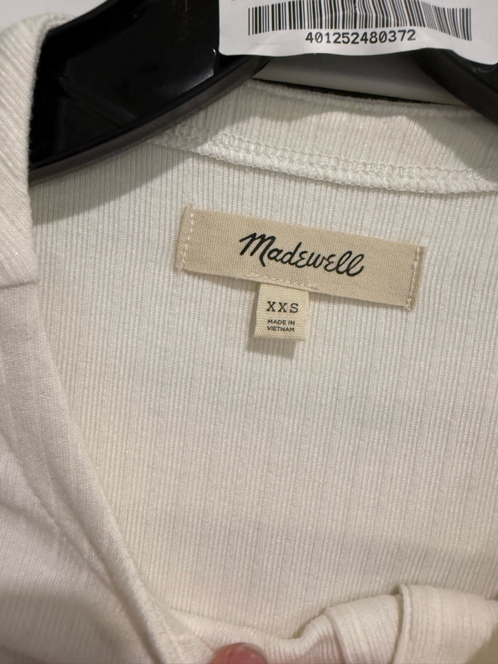 Madewell Cream Ribbed Button-Front Long-Sleeve Top - Picture 2 of 3